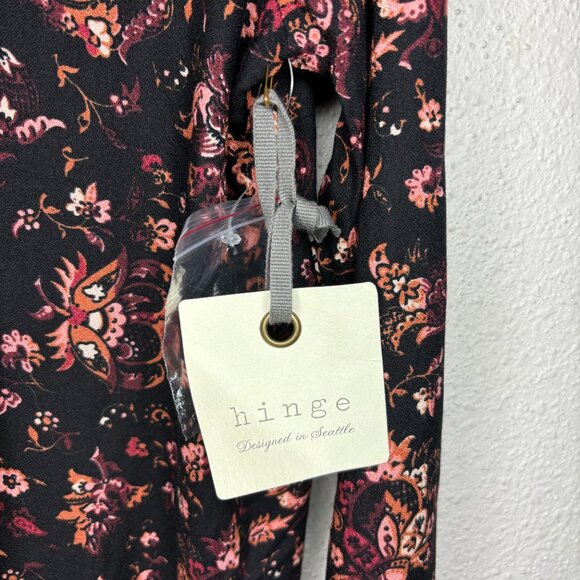 NWT Women's Floral Tie Front Blouse Top, Black Sz XS - Picture 6 of 6